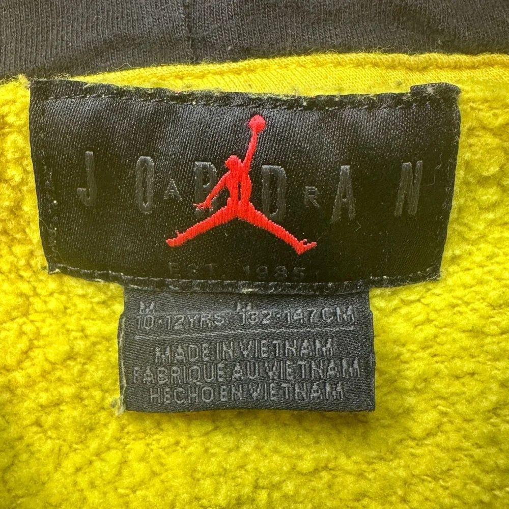 Jordan Hoodie Boys M 10-12 Flight Yellow Black Jumpman Graphic Logo Pullover